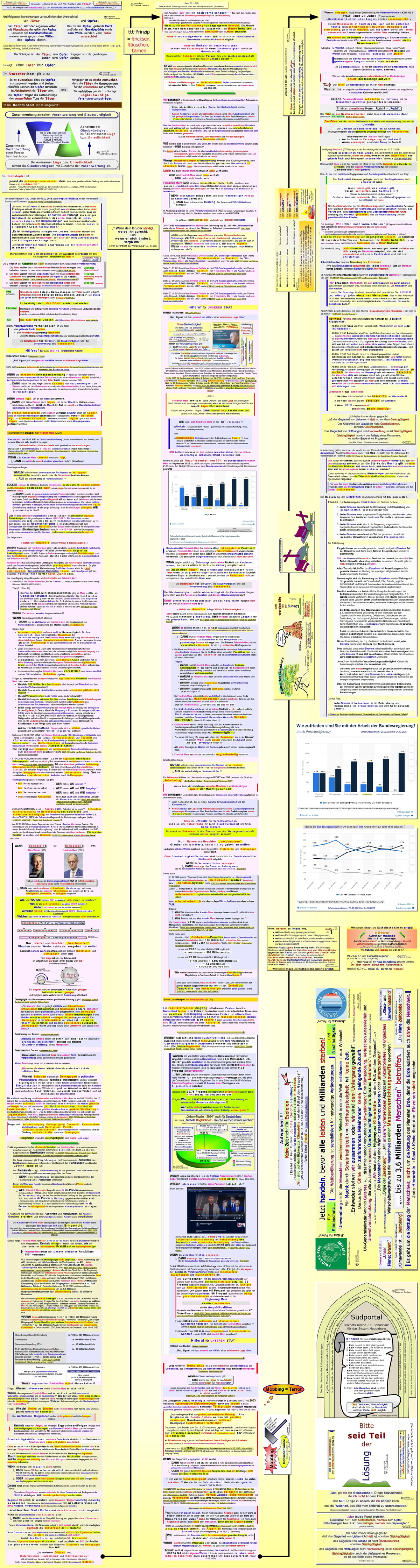 05.11.2025 Übersicht: „Absichten und Verhalten der Täter“ - u.a. am Beispiel von Friedrich Merz (2025 - Bundeskanzlerkandidat der CDU und Bundeskanzler der BRD), Kirche, Mobbing